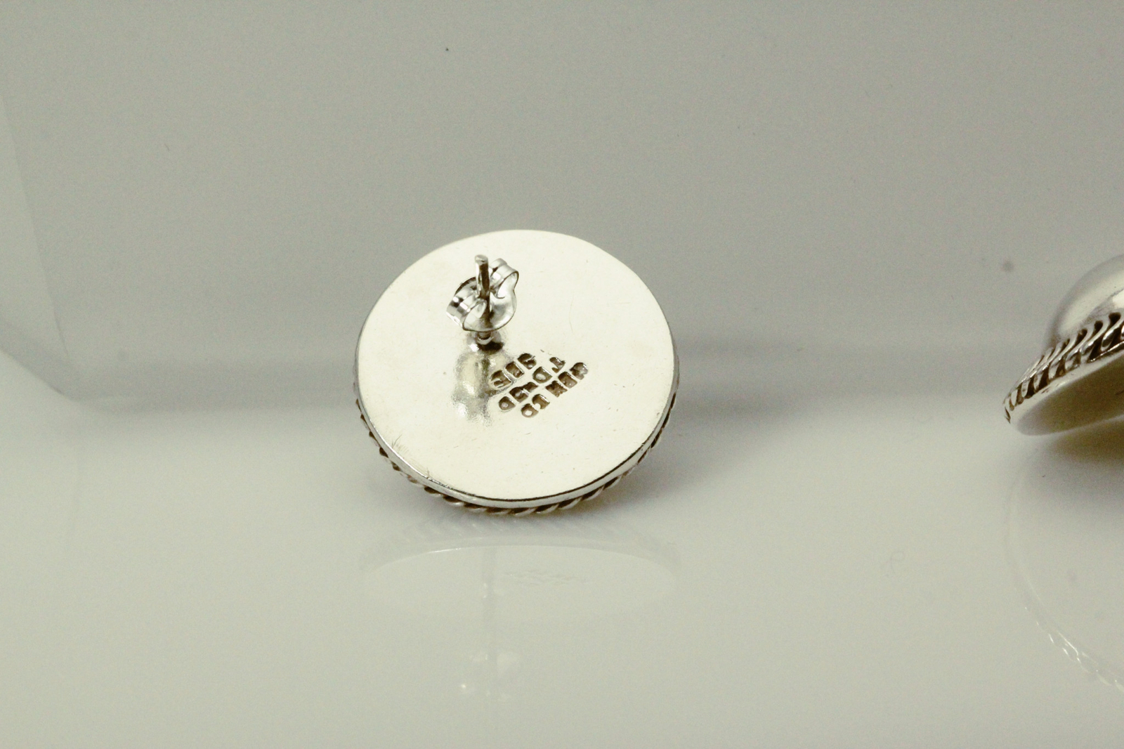 Round Puffy 925 Sterling Silver Mexico Post Earrings 13.3 grams (EAR5598)