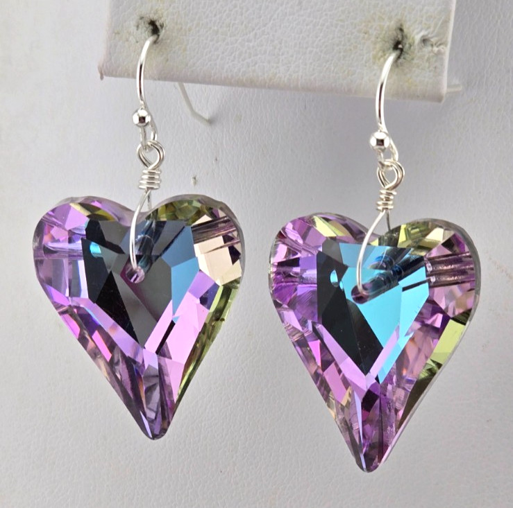 Kirks Folly Set Aphrodite Crystal XL Charm, Necklace, Earrings ST/Violet #117