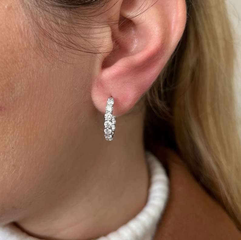 2 Ct Certified Lab grown Diamond Round Earrings Studs 925 Silver Gift For Her