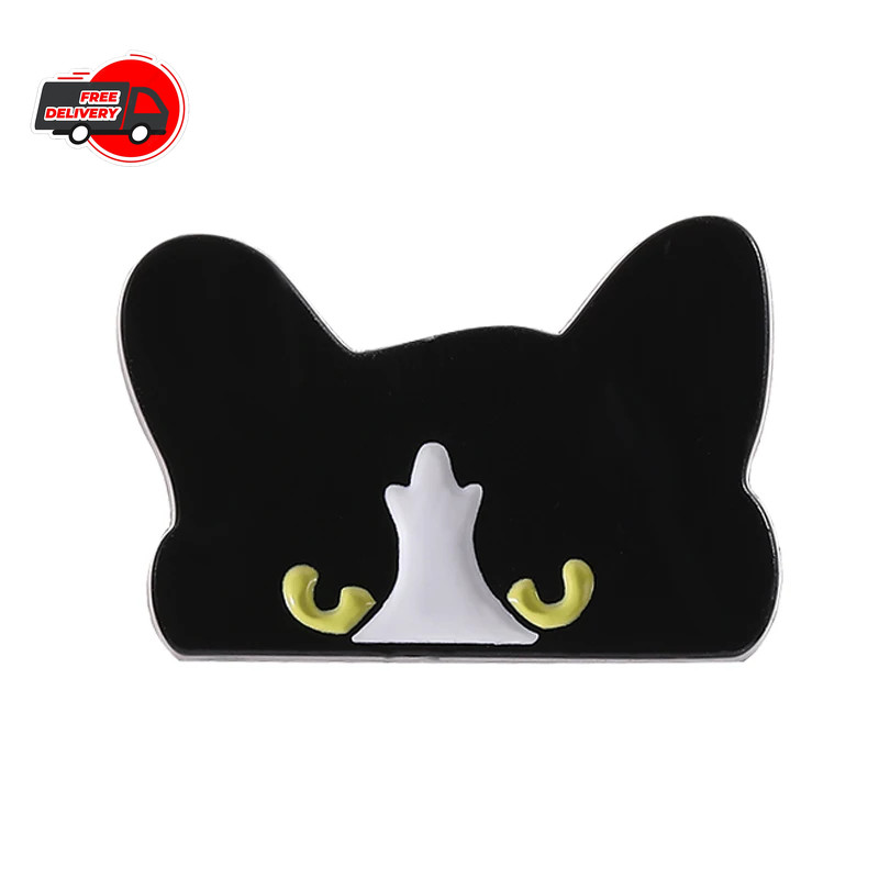 Cartoon Cute Black Peeping Cat Enamel Pins Custom Big Eyes Sneaky Cat Brooches