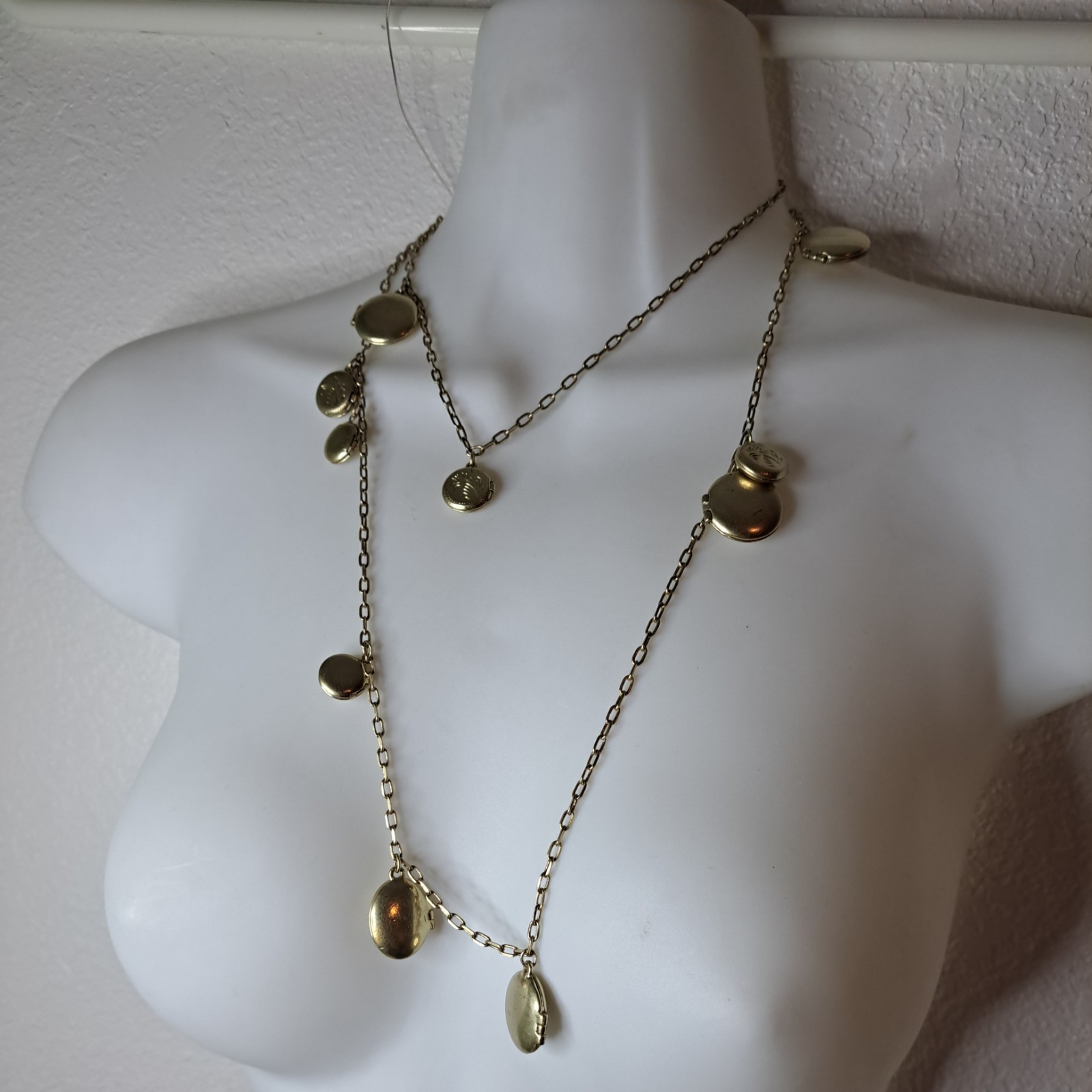 J CREW GOLD-PLATED LOCKETS NECKLACE☆30″ LENGTH☆BAG