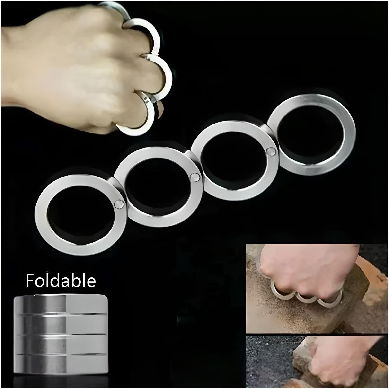 4x Stainless Steel Outdoor Rotatable Folding Ring Color Silver Hiking Men Women