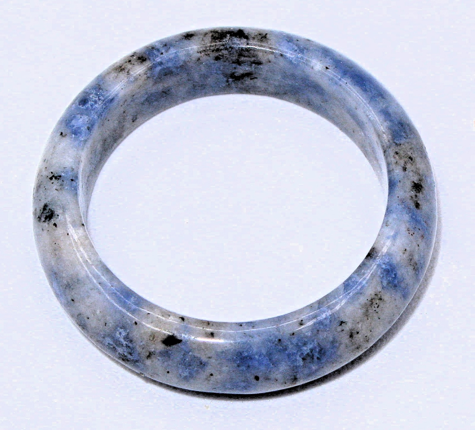 Elegant Handcrafted Natural Sodalite 6mm Band Ring Polished Blue Gray Size 8