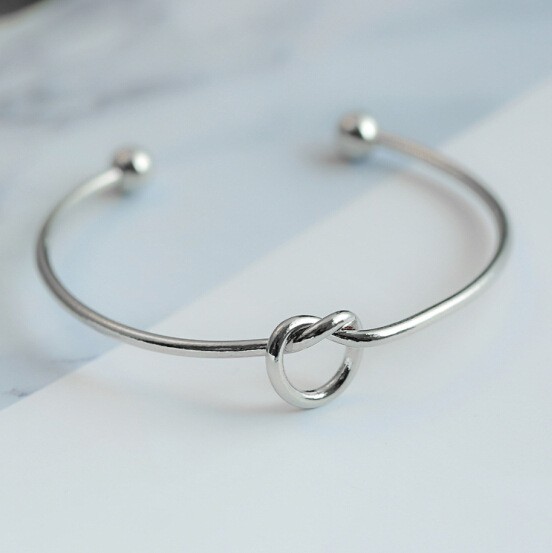 Women Rose Gold Knot Heart Open Cuff Bangle Tribal Bridal Stackable Bracelet