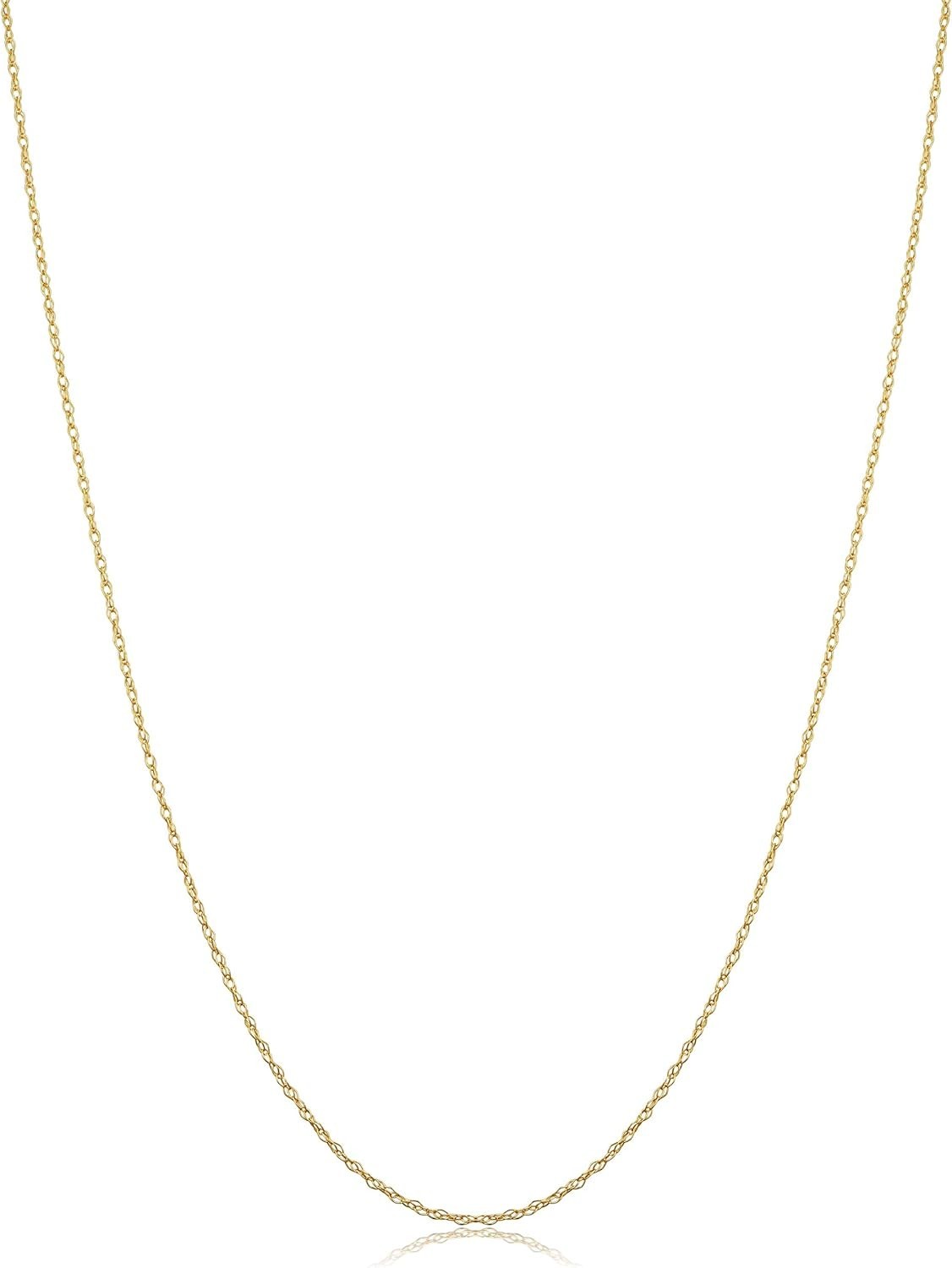 Elegant 10k Gold Thin Rope Chain Necklace – 14 Inches of Sophisticated Style