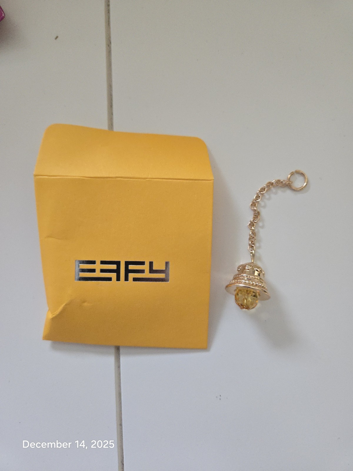 Effy Bell Charm, yellow Tone Bell On Chain, Yellow/Gold