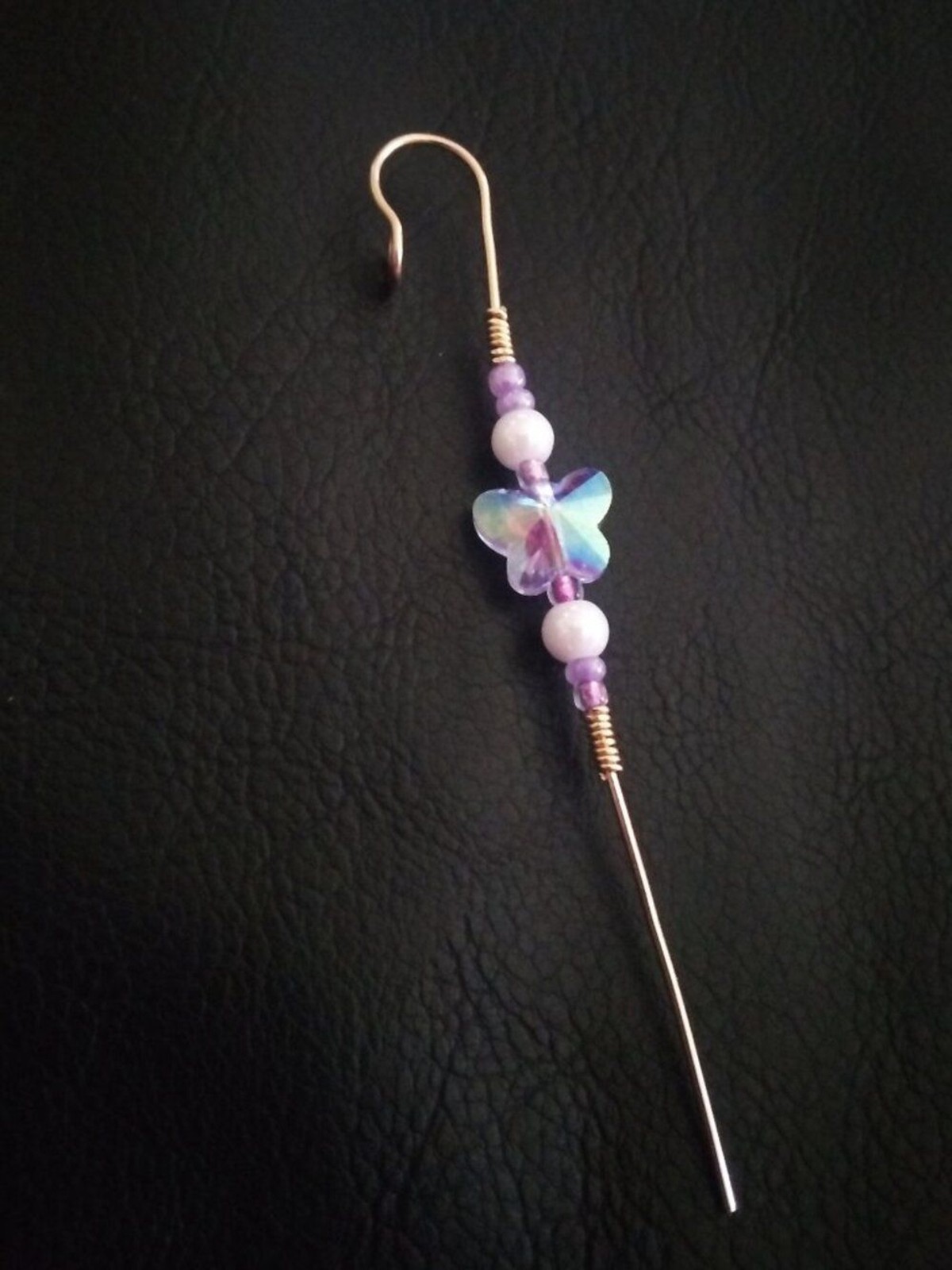 Romantic Lilac Butterfly ~ Helix Hook Needle Earring, Ear Needle, Ear Crawler