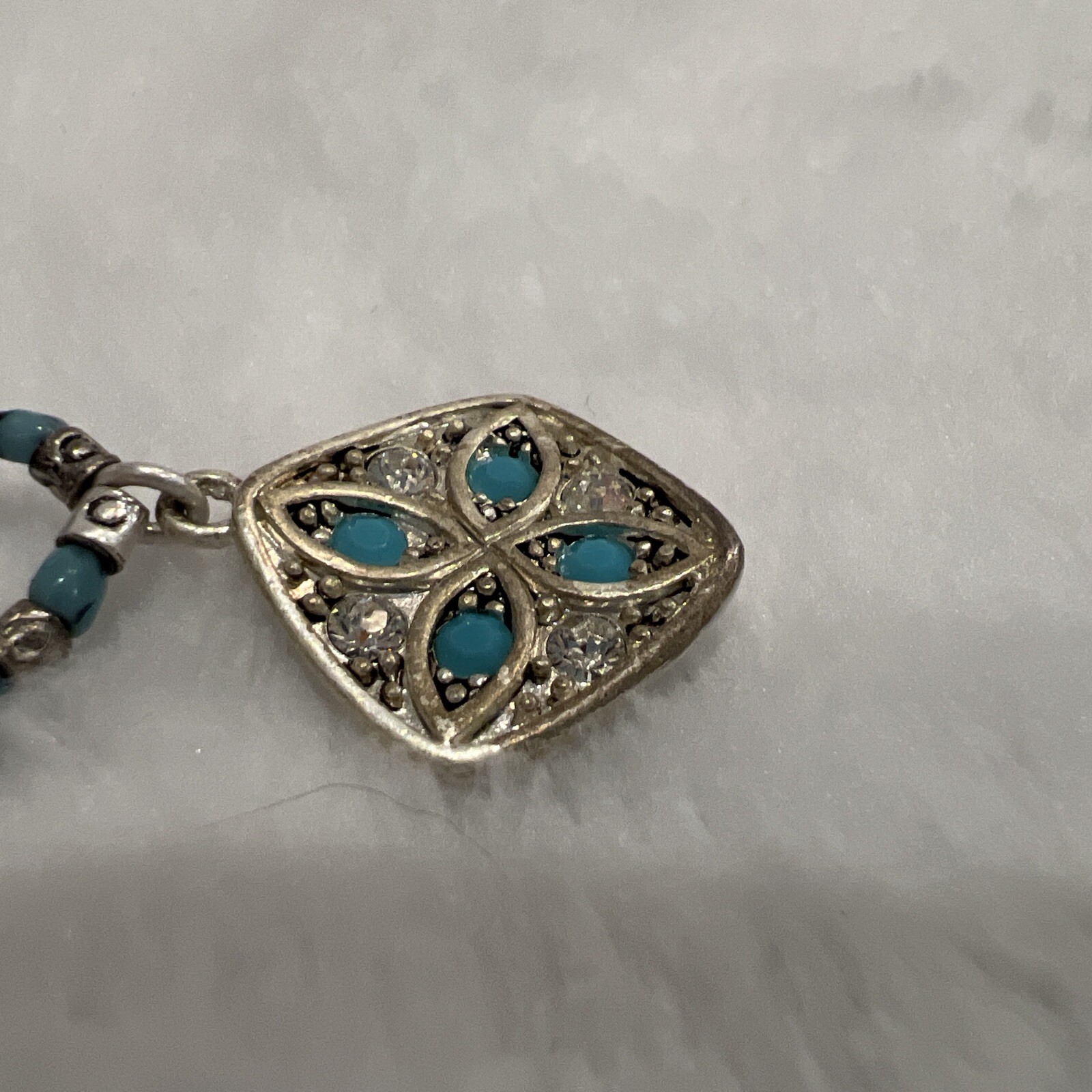 Lea Sophia Blue & White Rhinestone & Beads 19”w/extender