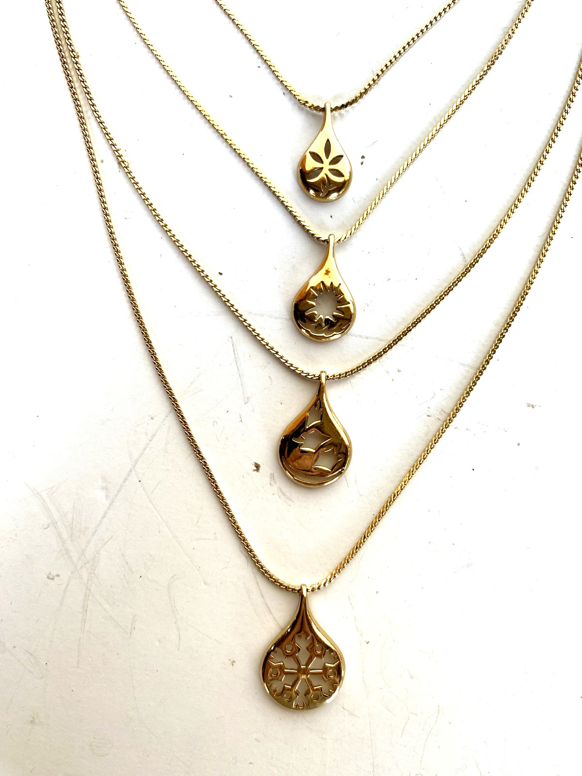 Vintage Gold Tone Monet 4 Seasons Necklace 4 Layered Strands, Signed