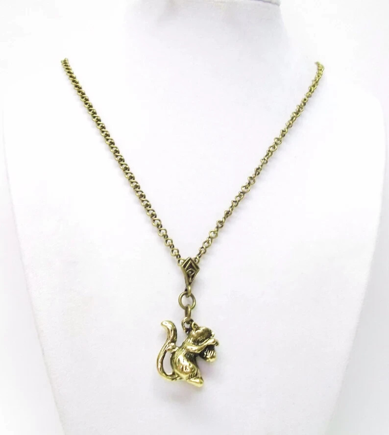 Antique Bronze Plated Squirrel Pendant Necklace