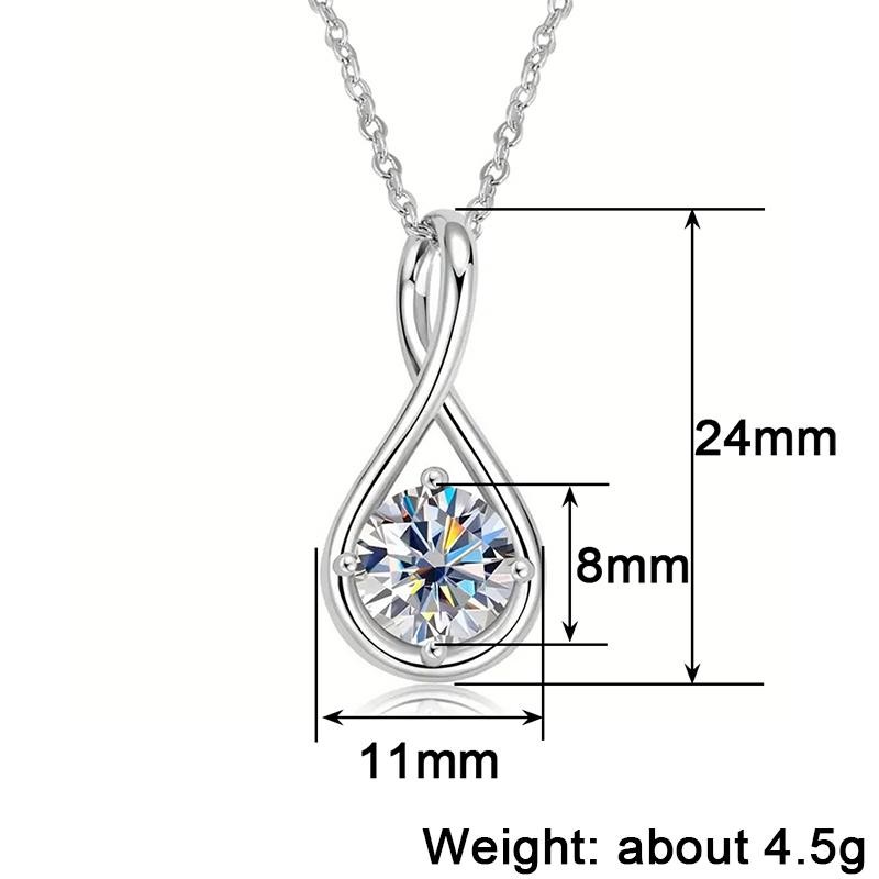 Womens Pendant Necklace Shiny Cubic Zirconia Teardrop Twisted Elegant Chain Gift