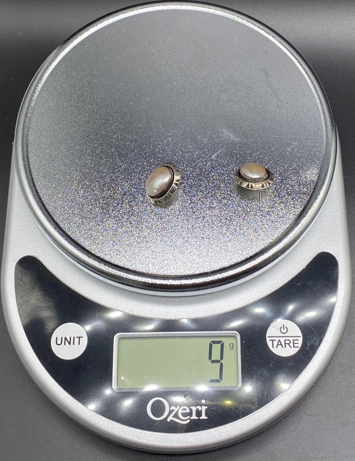 CAROL FELLEY-Sterling Silver Beige Pink Mother of Pearl Oval Post Earrings