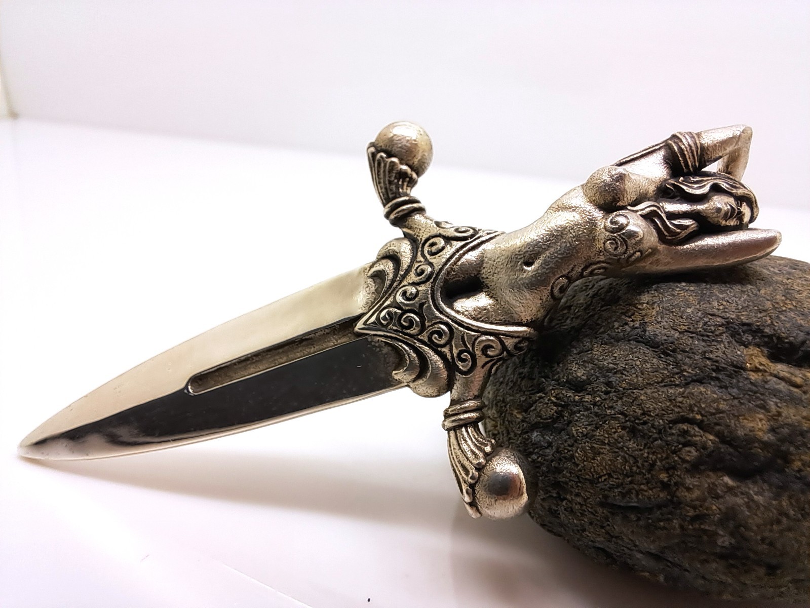 925 Sterling Silver Dagger Pendant – Gothic Fantasy Sword Female Figure Pendant