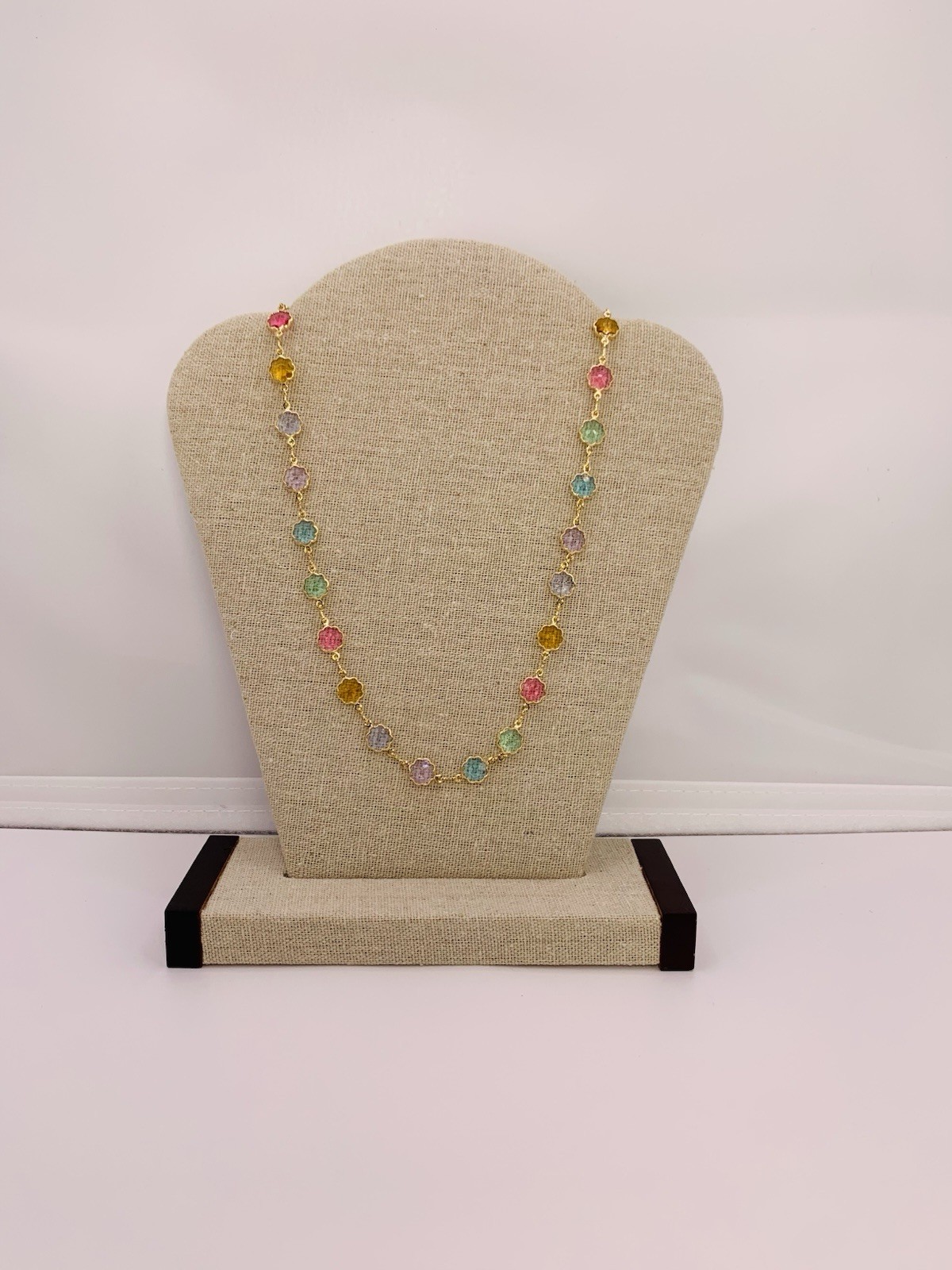 19” Length Gold Filled 7.88 Gram Multi Colored Gems Necklace (#FPN2)