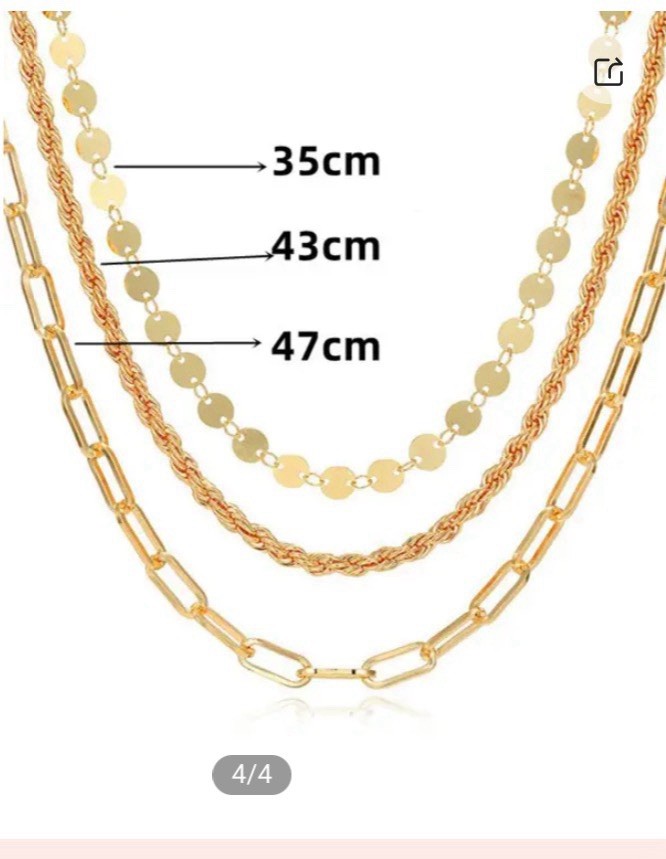 Women’s Gold-toned Adjustable Layered 3 Chains Paper Clip, Coin, Snake. Free S/H