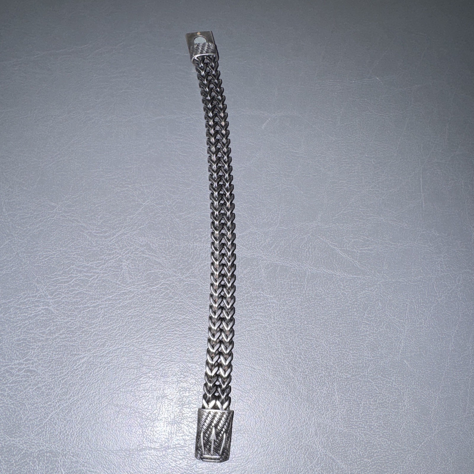 Maratac Men’s Silver Braided Chain Bracelet with Magnetic Clasp, No Stone