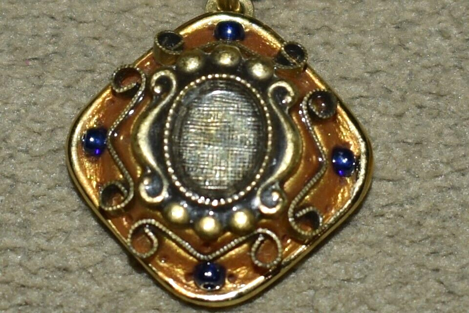 MICHAEL GOLAN Beaded Necklace w/ Square Pendant Choker 24K Gold Plated B1