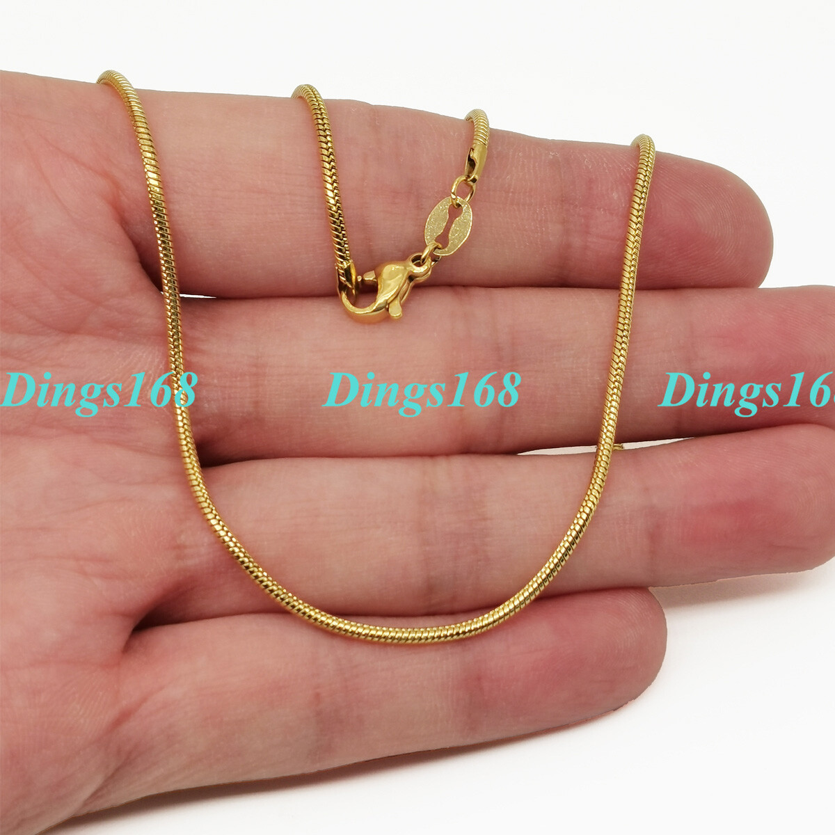 Unisex 18K Yellow Gold Filled Classic Tarnish-Resist Snake Chain Necklace 16~38″