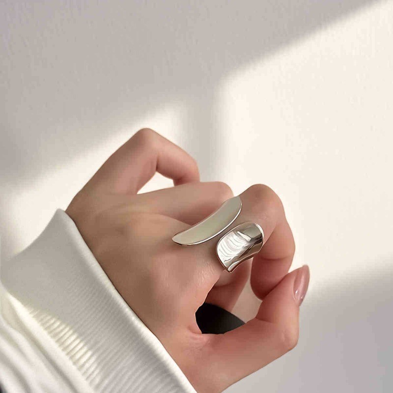 New Women’s Fashion Ring Minimalist Wide Face Geometric Opening Ring Zinc Alloy