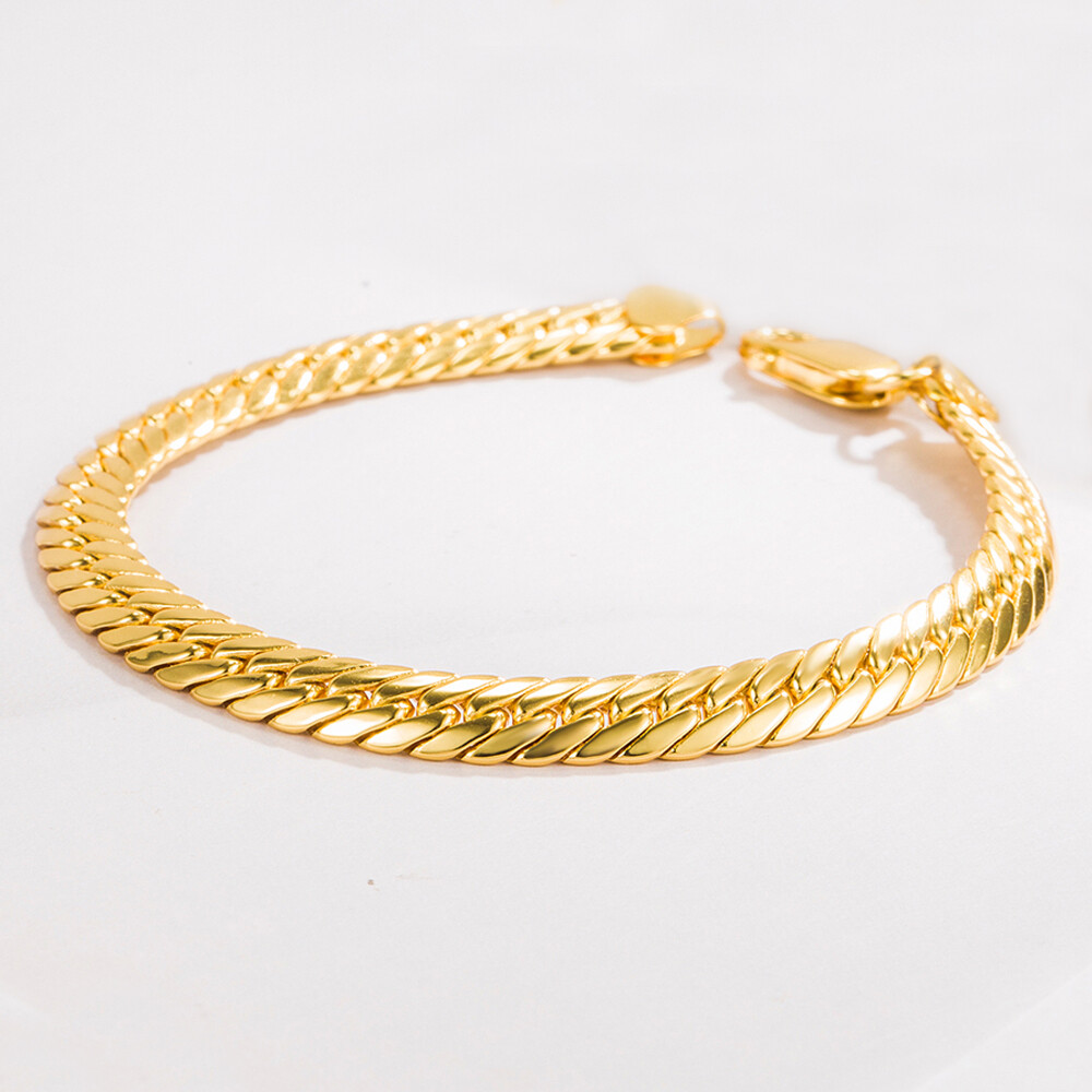 925 Sterling Silver 6.7″-9″ Flat Snake Curb Chain Link Bracelet for Men & Women