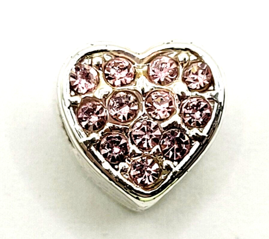Avon Always in My Heart Pink Rhinestone Silver Tone Charm Cherished Memories