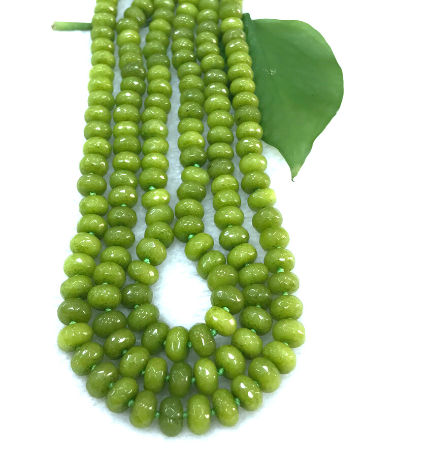 5x8mm NATURAL Green Peridot FACETED BEADS NECKLACE 3 Row 18-20”