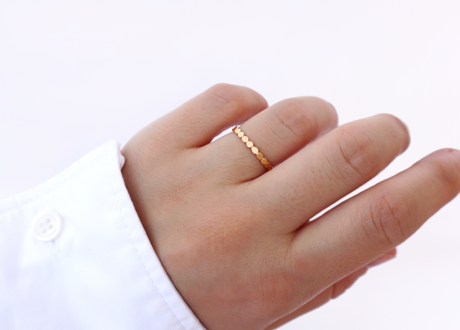 14k Gold Filled Ring, Gold Ring, Flat Bead Ring, Gold Bead Ring, Gold Stack Ring