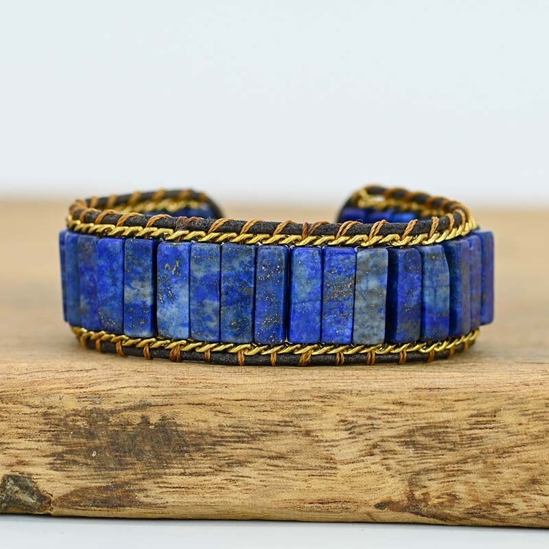 Dark Blue Natural Lapis Lazuli Vintage Handmade Healing Unisex Men Boys Bracelet