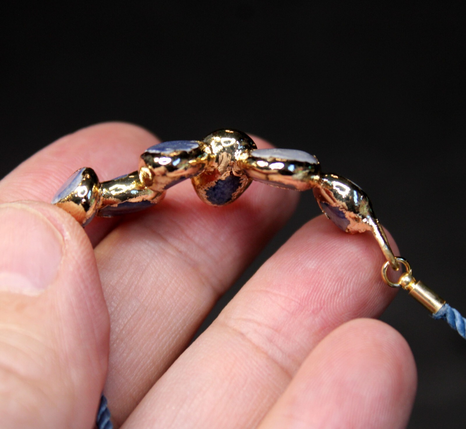 Handcrafted & Gold Plated Copper Adjustable Bracelet with Chalcedony Gemstones