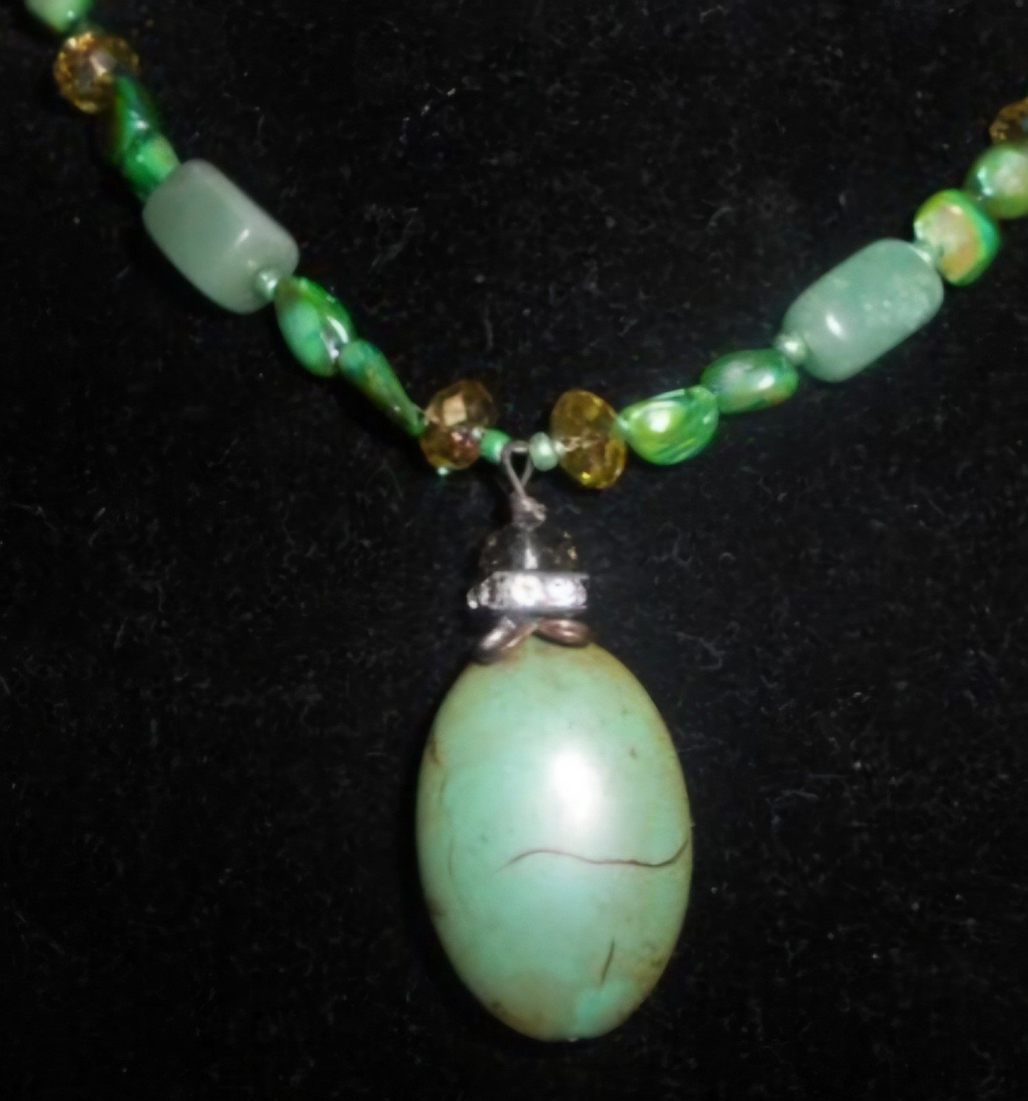 Green Turquoise Magnesite Pendant Necklace Handcrafted