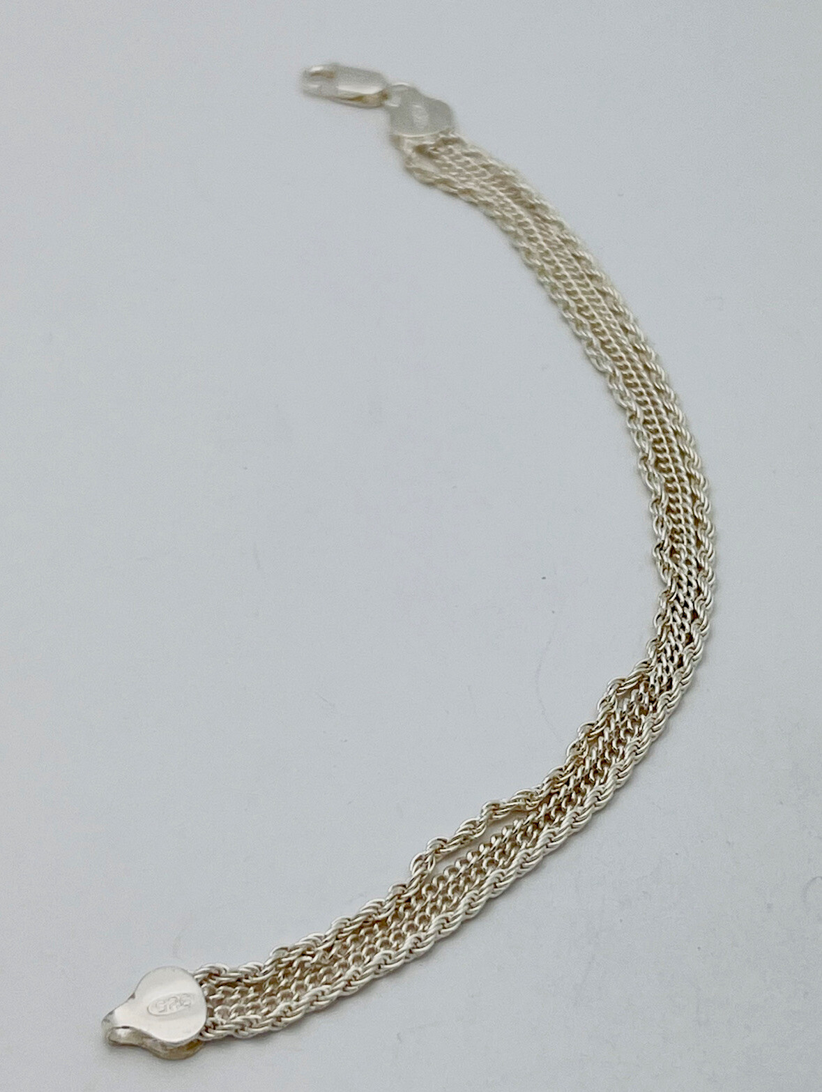 925 Sterling Silver 7.4 Gram 4 Strand Rope Link Bracelet 7”