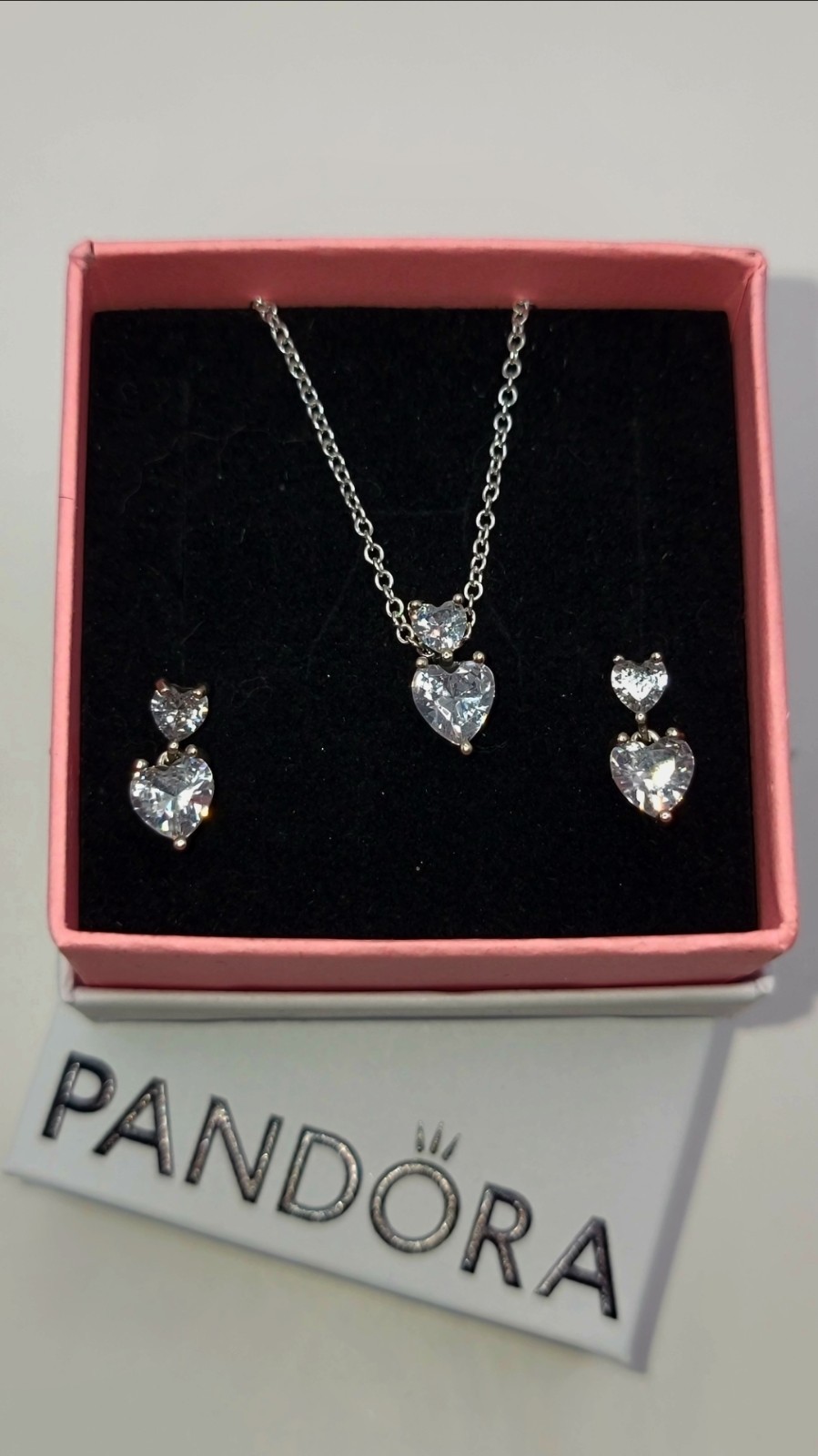 🔅Authentic Pandora Necklace Two-tone Circles With Earrings Gift Set In Box