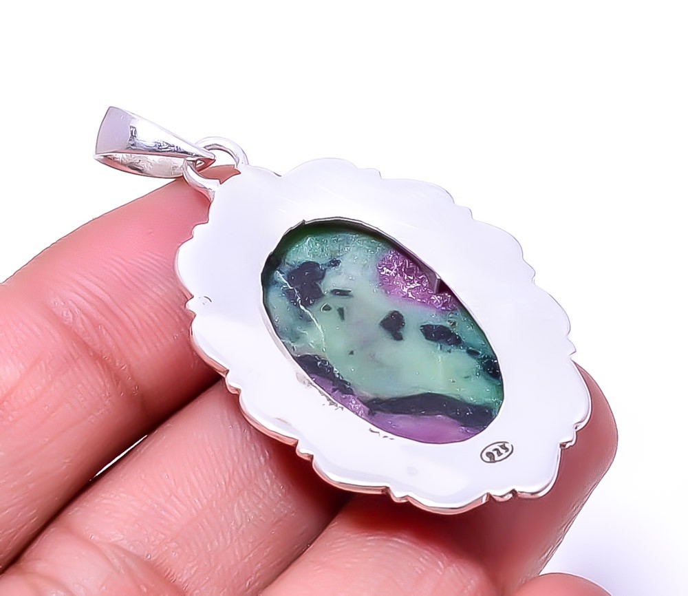 Ruby With Zoisite – Tanzania Fine Art 925 Silver Pendant 2.03″ P67