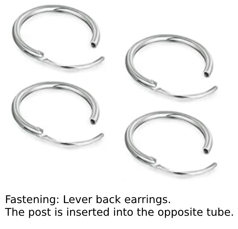 Continuous Hoop Earrings Sterling Silver 925 Two Pairs: 8mm 10mm 12mm 14mm 16mm
