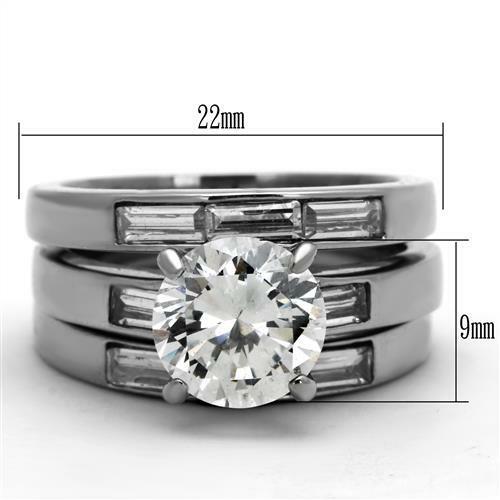 TK1436 – High polished (no plating) Stainless Steel Ring with AAA Grade CZ in