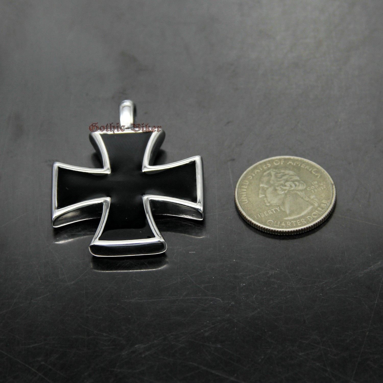 Large German Iron Cross Stainless Steel Pendant Knight Templar Black/Red Enamel