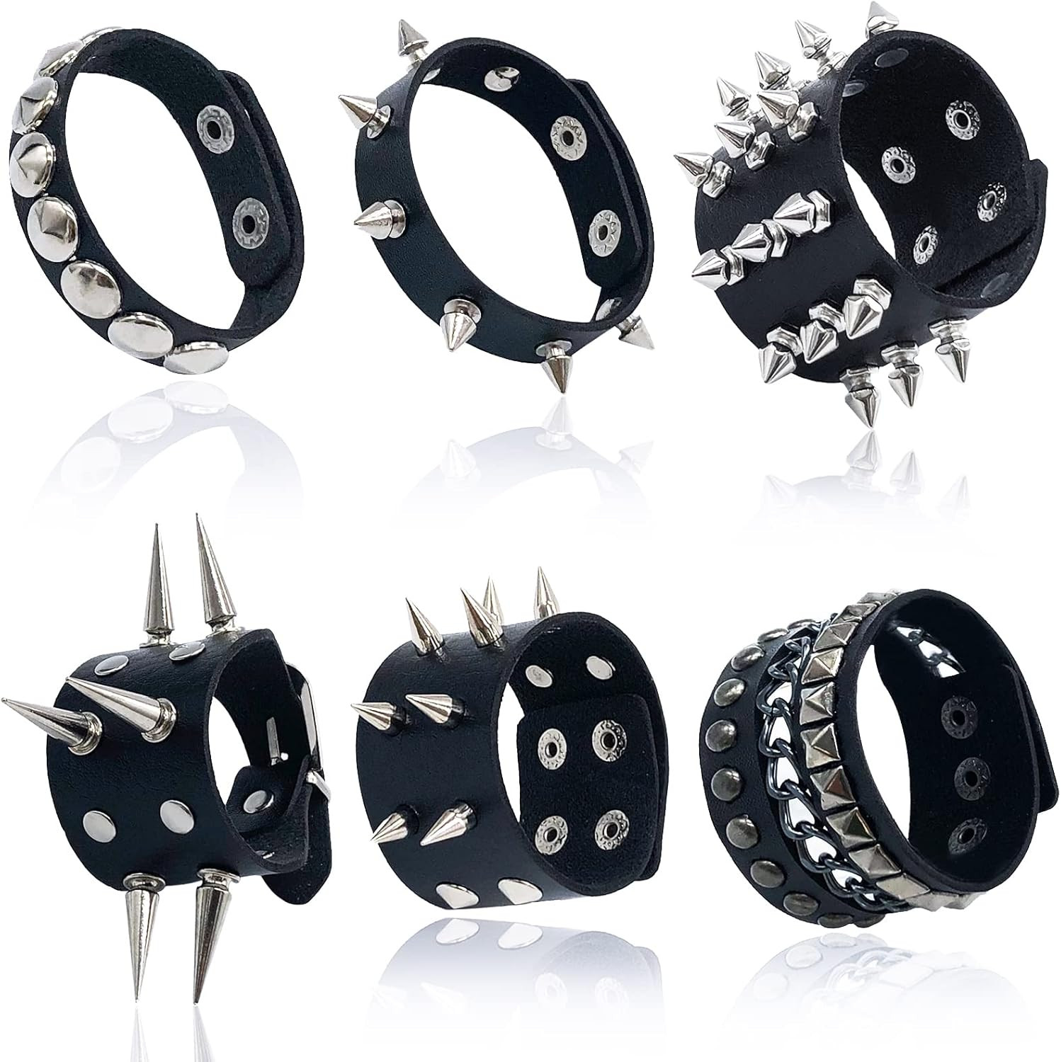 Punk Studded Bracelet Goth Bracelet Leather Rivets Spike Bracelets Cuff Adjustab