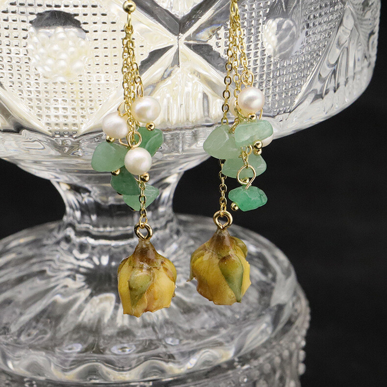 Natural Freshwater Pearl Earrings Bohemian Baroque Real Flower Drop 925 Silver
