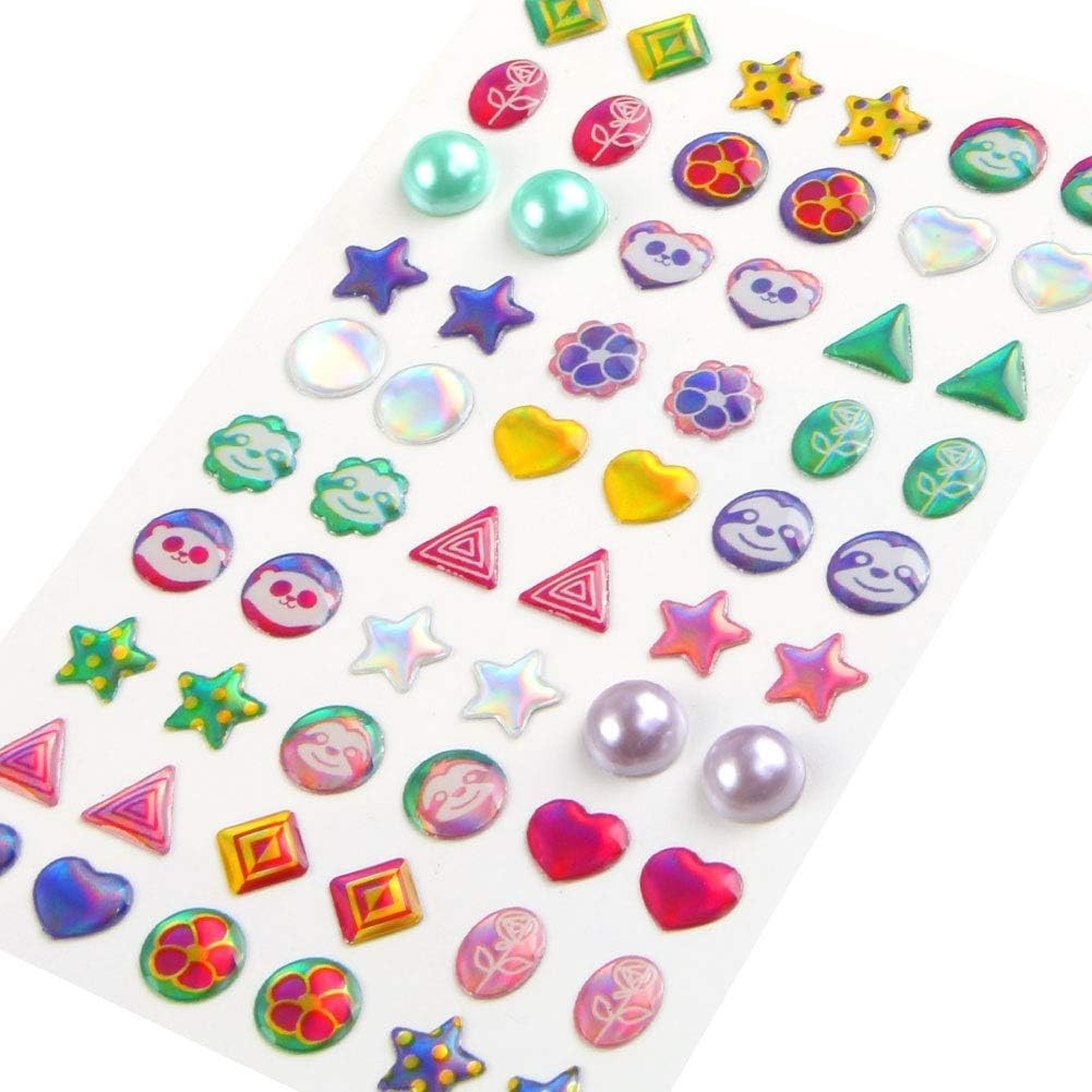 Colorful Self-Adhesive 240-Piece Sticker Earrings – Perfect for Kids Parties