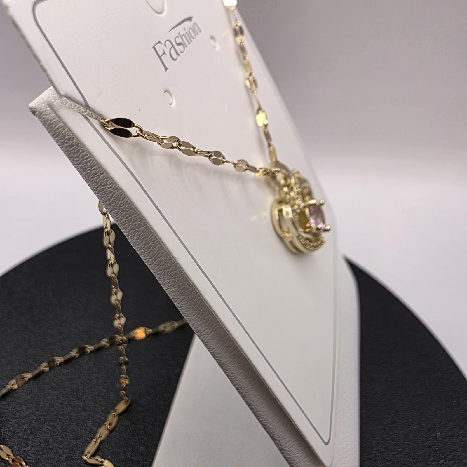 Stainless Steel Copper Plated 16″Necklace w/16mm Two Heart Cz Pendant
