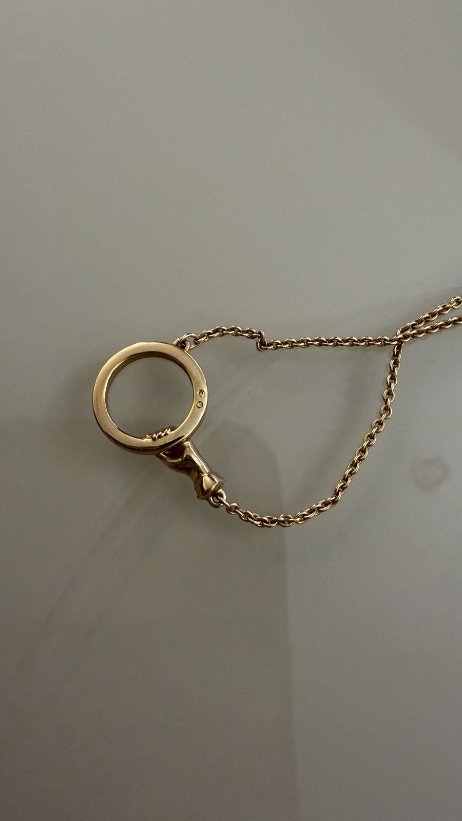 Swarovski Rose Gold Hand Circle Necklace White Crystals