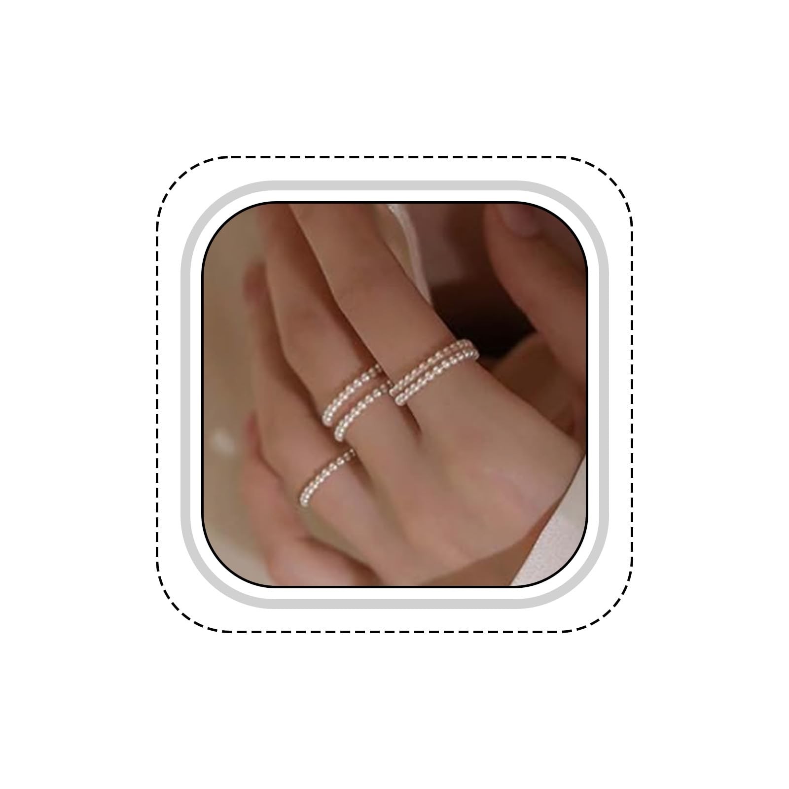 5 Pcs Faux Pearl Stretch Rings for , Beaded Stackable Adjustable Dainty Handm…