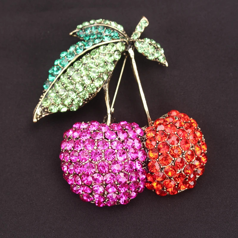 Women Men Unisex Cherry Lover Brooch Fashion Animal Pins Badge Jewelry