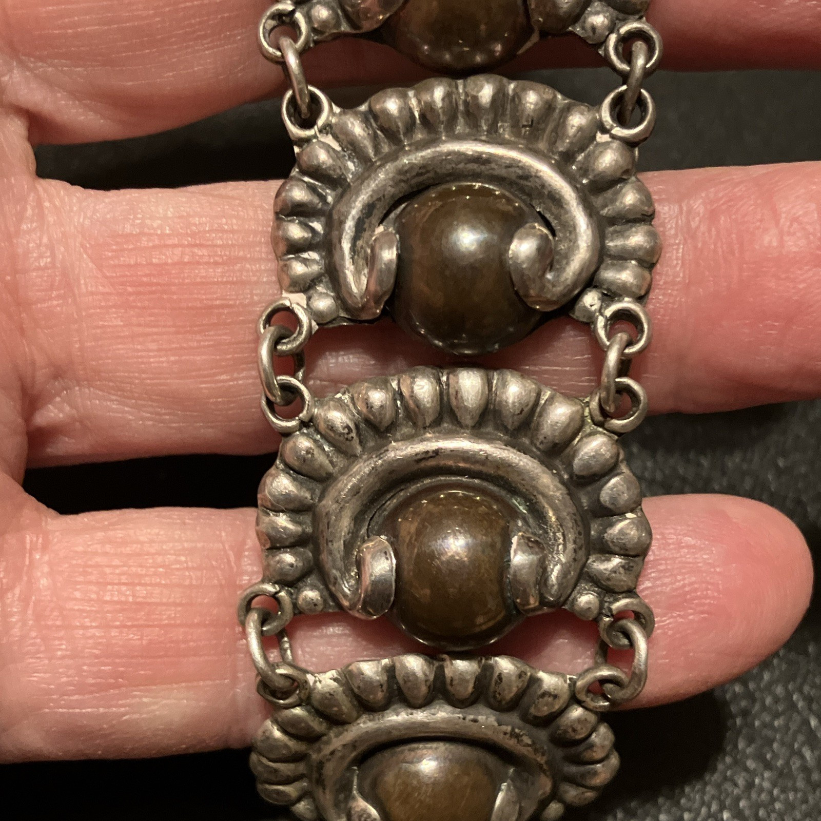 Vintage Taxco Sterling Silver & Cooper Link Bracelet 8 inch & 37.5grams Marked