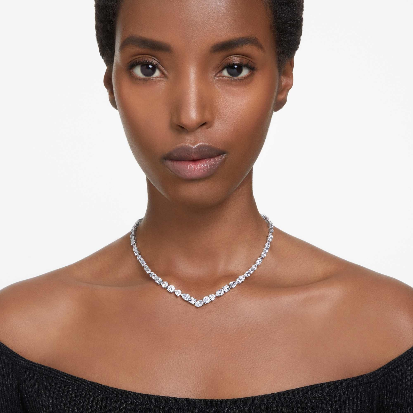 Swarovski Mesmera Necklace Mixed Cuts, White, Rhodium Plated 5665242