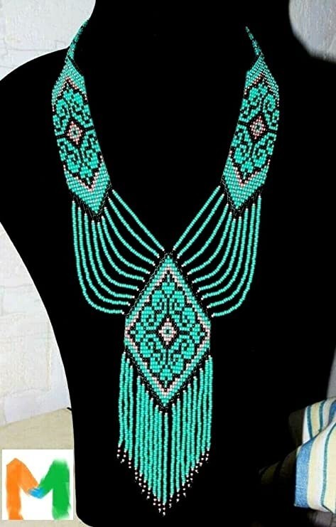 NEW Turquoise Handmade Long Beaded Boho Seed Bead Tassel Handmade Necklace