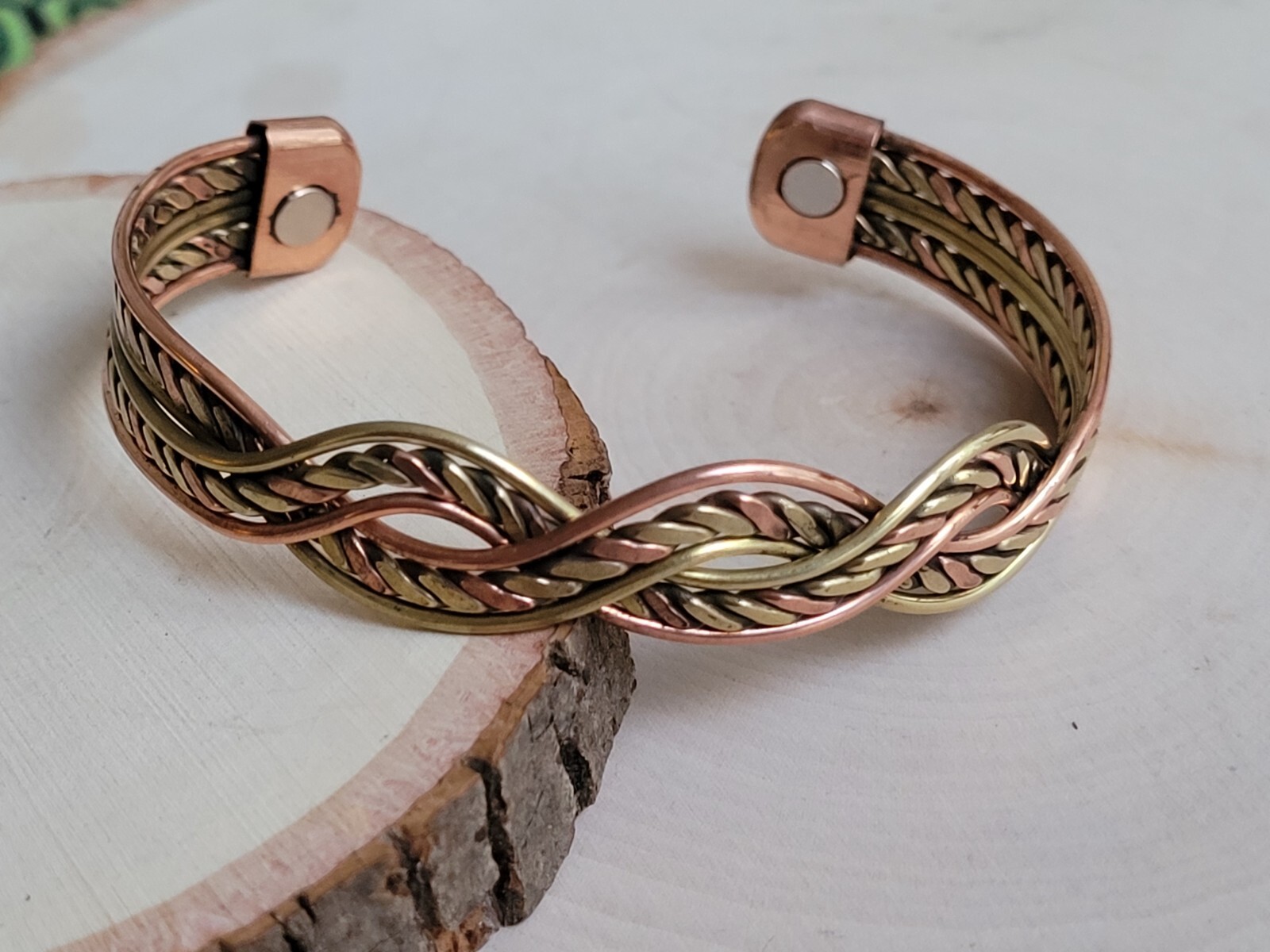 Pure Copper Magnetic Bracelet Arthritis Pain Energy Therapy Cuff Knit