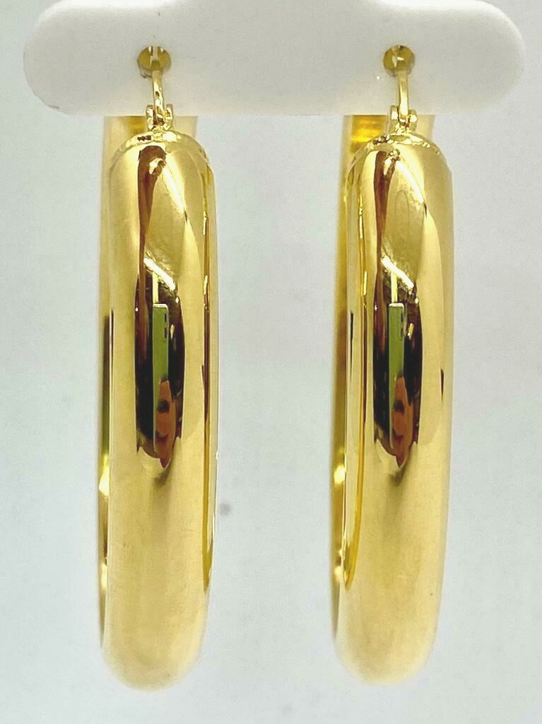 QVC Steel by Design Stainless Steel Polished Oval Hoop Earrings Goldtone