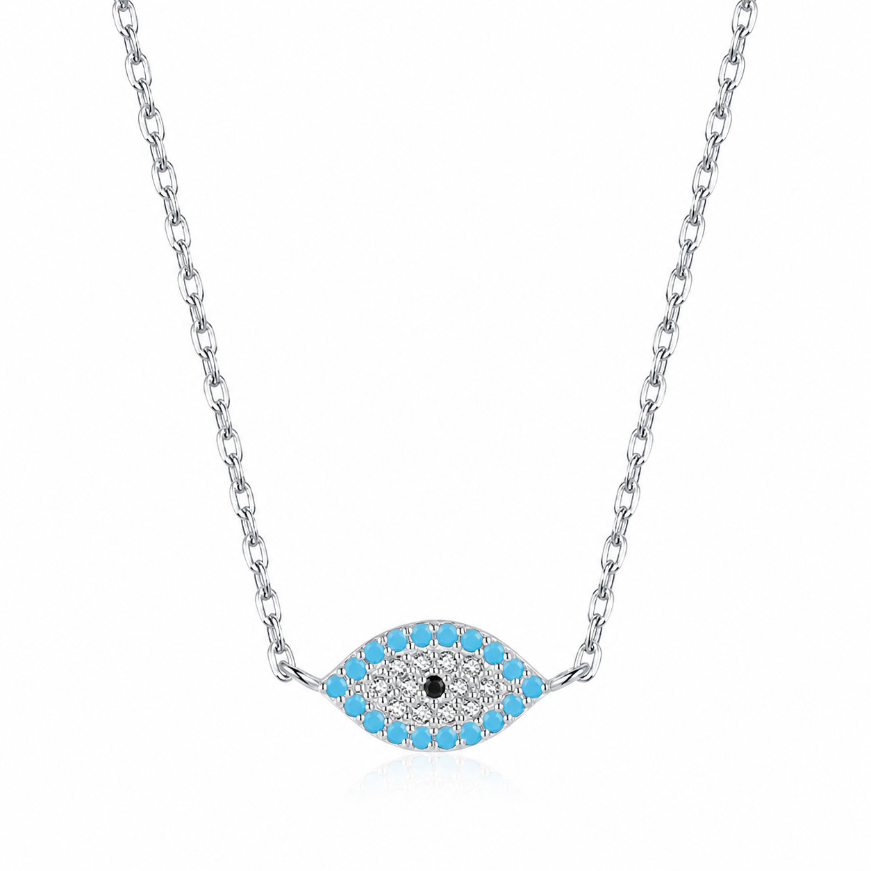 925 Sterling Silver Turquoise Evil Eye Pendant Necklace Lucky Protection Charm