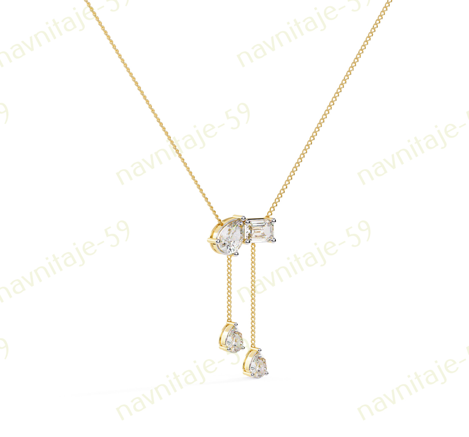 Women’s Chain 18″ Necklace Simulated Diamond 14K Yellow/ White/ Rose Gold Plated
